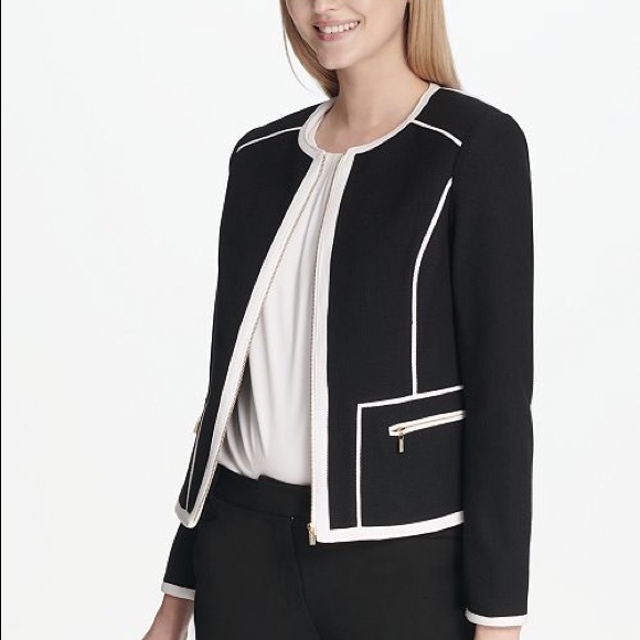 Calvin Klein Jackets & Blazers - Calvin Klein Pipe Trimmed Career Jacket